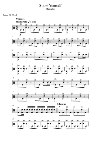 Mastodon Show Yourself score for Drums