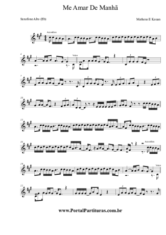 Matheus & Kauan Me Amar Amanhã score for Alto Saxophone