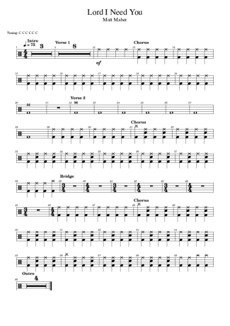 Matt Maher Lord I Need You score for Drums