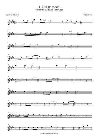 Matt Redman 10000 Reason (Bless The Lord) score for Alto Saxophone
