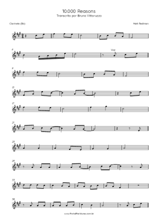 Matt Redman 10000 Reason (Bless The Lord) score for Clarinet (Bb)