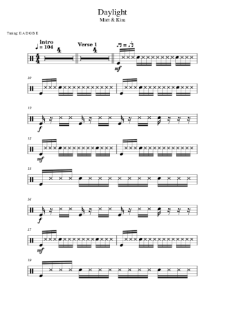 Matt & Kim Daylight score for Drums