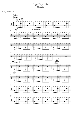 Mattafix Big City Life score for Drums