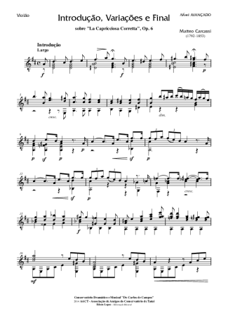 Matteo Carcassi Introdução Variações e Final sobre La Capricciosa Corretta Op. 6 score for Acoustic Guitar