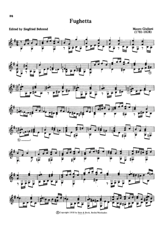Mauro Giuliani Fughetta score for Acoustic Guitar