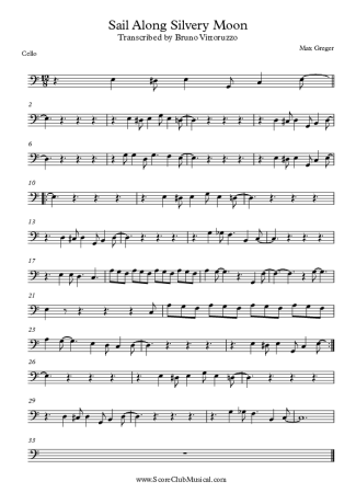 Max Greger Sail Along Silvery Moon score for Cello
