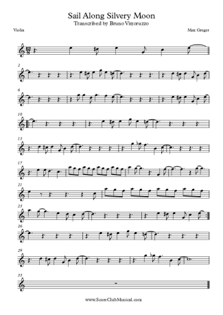Max Greger Sail Along Silvery Moon score for Violin