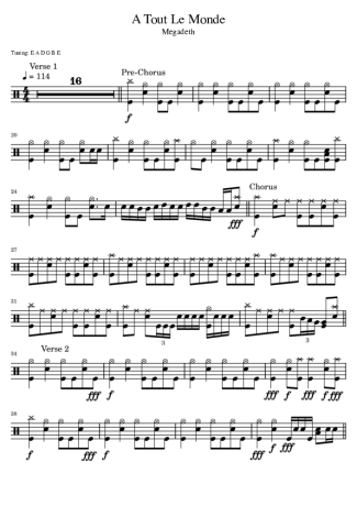Megadeth A Tout Le Monde score for Drums