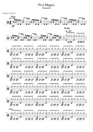 Megadeth Five Magics score for Drums