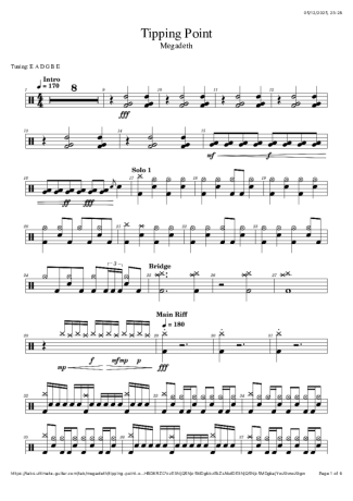 Megadeth Tipping Point score for Drums
