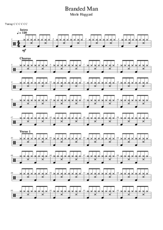 Merle Haggard Branded Man score for Drums