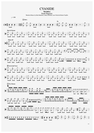Metallica Cyanide score for Drums