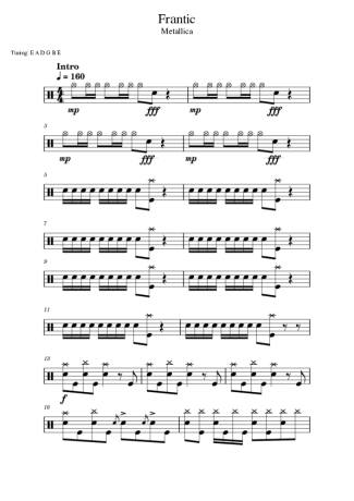 Metallica Frantic score for Drums