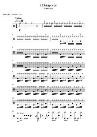 Metallica I Disappear score for Drums