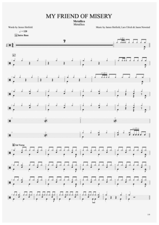 Metallica My Friends Of Misery score for Drums