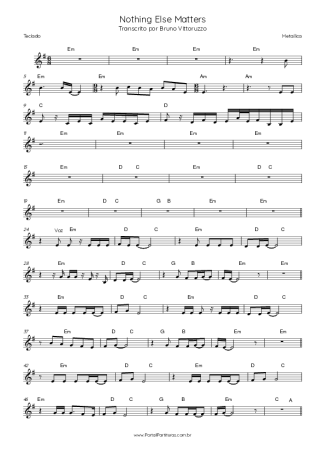 Metallica Nothing Else Matters score for Keyboard