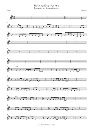 Metallica Nothing Else Matters score for Violin