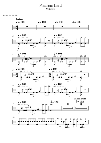Metallica Phantom Lord score for Drums
