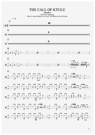Metallica The Call Of Ktulu score for Drums
