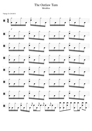Metallica The Outlaw Torn score for Drums