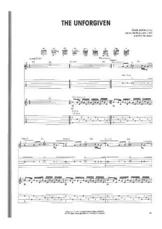 Metallica The Unforgiven score for Guitar