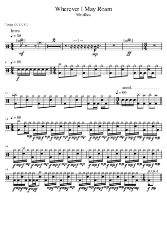 Metallica Wherever I May Roam score for Drums