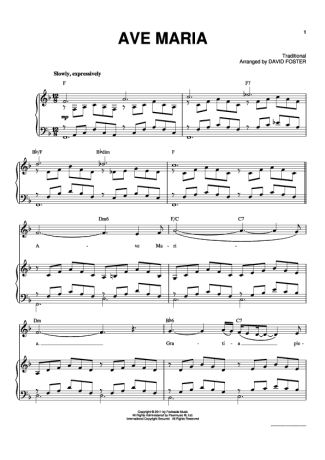 Michael Bublé Ave Maria score for Piano