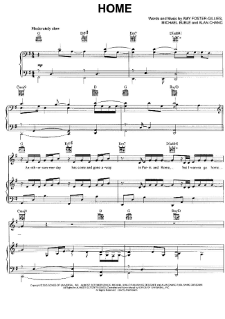 Michael Bublé Home score for Piano