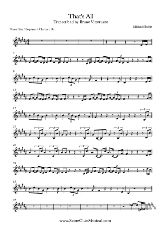 Michael Bublé That´s All score for Tenor Saxophone Soprano (Bb)