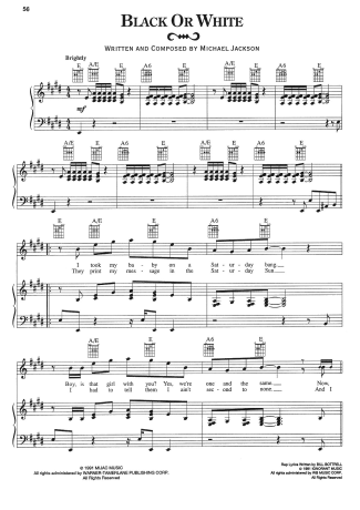 Michael Jackson Black Or White score for Piano