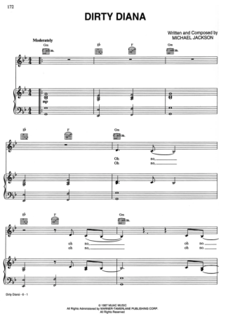 Michael Jackson Dirty Diana score for Piano