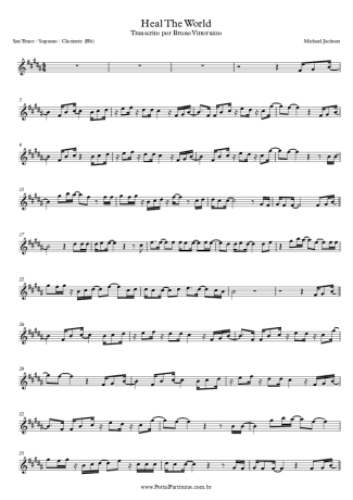 Michael Jackson Heal The World score for Clarinet (Bb)