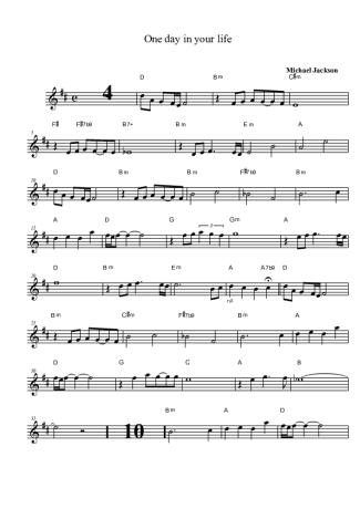 Michael Jackson One Day in Your Life score for Alto Saxophone