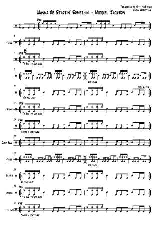 Michael Jackson Wanna Be Startin’ Somethin’ score for Drums