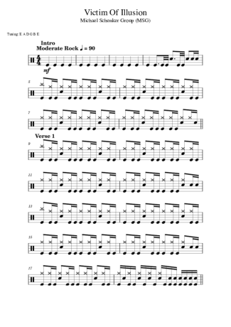 Michael Schenker Group (MSG) Victim Of Illusion score for Drums