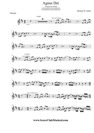 Michael W. Smith Agnus Dei score for Trumpet