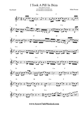 Mike Posner I Took A Pill In Ibiza score for Keyboard
