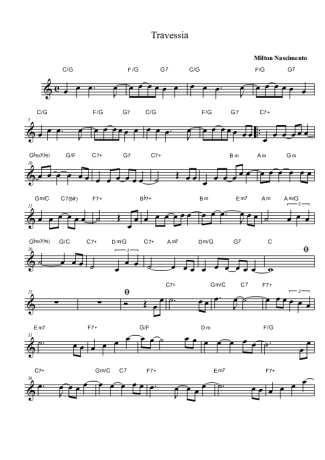 Milton Nascimento Travessia score for Tenor Saxophone Soprano (Bb)