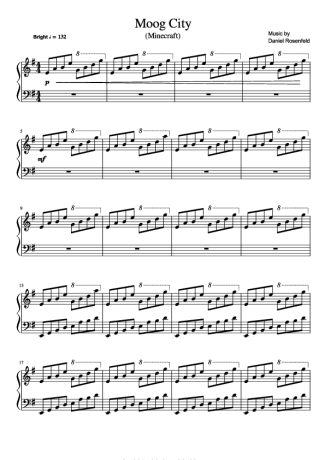 Minecraft Moog City score for Piano