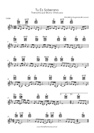 Ministério Koinonya de Louvor Tu És Soberano score for Acoustic Guitar