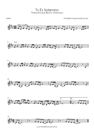 Ministério Koinonya de Louvor Tu És Soberano score for Violin