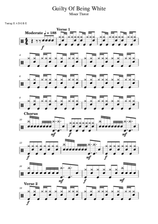 Minor Threat Guilty Of Being White score for Drums