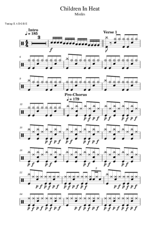 Misfits Children In Heat score for Drums