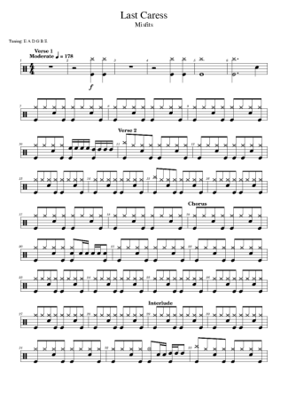 Misfits Last Caress score for Drums