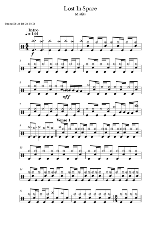Misfits Lost In Space score for Drums
