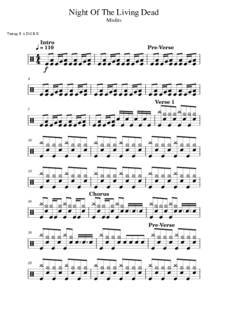 Misfits Night Of The Living Dead score for Drums