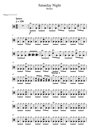 Misfits Saturday Night score for Drums