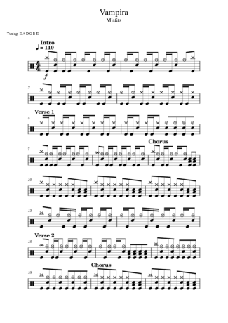 Misfits Vampira score for Drums