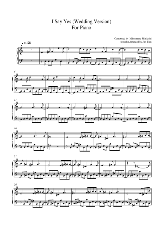 Mitsumune Shinkichi I Say Yes (Wedding Version) score for Piano