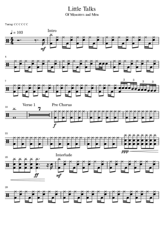 Monsters and Men Little Talks score for Drums